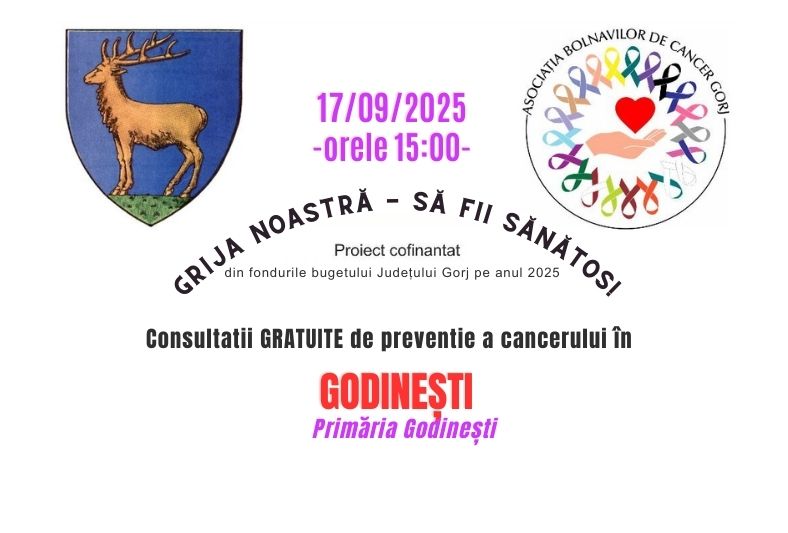 Consultații medicale gratuite la Godinești în cadrul proiectului „Grija noastră – Să fii sănătos!”
