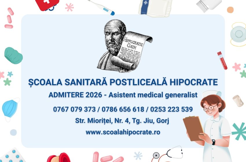 Admitere 2026 la Școala Sanitară Postliceală HIPOCRATE Târgu Jiu – Primul pas către o carieră în domeniul medical